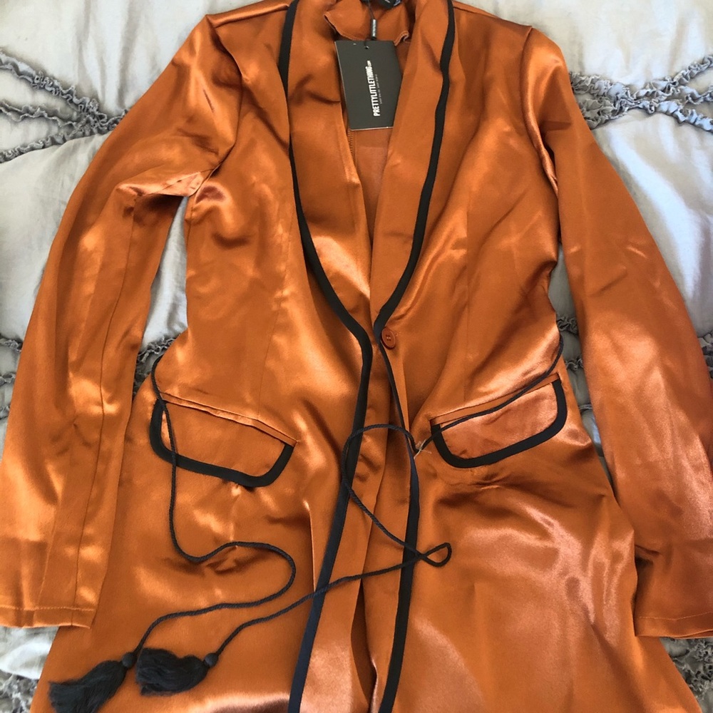 P.L.T Brow/Bronze blazer rope detail dress
